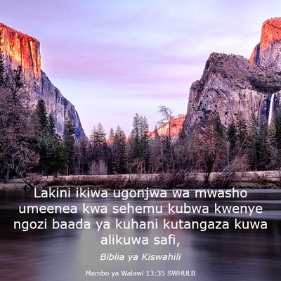 Picture 03 - Mambo ya Walawi 13:35 SWHULB - Lakini ikiwa ugonjwa wa mwasho umeenea kwa sehemu - Bible Verse Picture