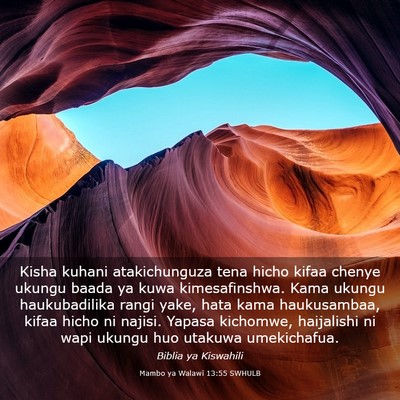 Picture 03 - Mambo ya Walawi 13:55 SWHULB - Kisha kuhani atakichunguza tena hicho kifaa - Bible Verse Picture