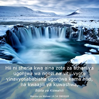 Picture 03 - Mambo ya Walawi 14:54 SWHULB - Hii ni sheria kwa aina zote za athari ya ugonjwa - Bible Verse Picture