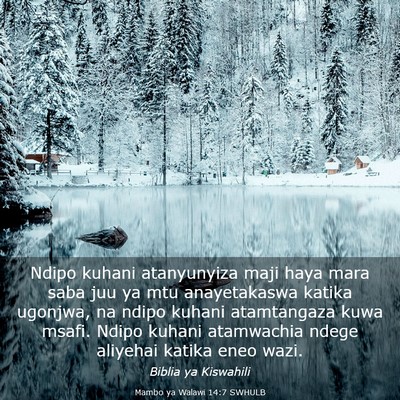 Picture 03 - Mambo ya Walawi 14:7 SWHULB - Ndipo kuhani atanyunyiza maji haya mara saba juu - Bible Verse Picture