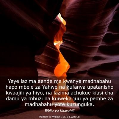 Picture 03 - Mambo ya Walawi 16:18 SWHULB - Yeye lazima aende nje kwenye madhabahu hapo mbele - Bible Verse Picture