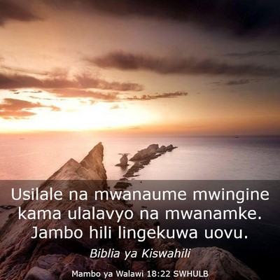 Picture 03 - Mambo ya Walawi 18:22 SWHULB - Usilale na mwanaume mwingine kama ulalavyo na - Bible Verse Picture