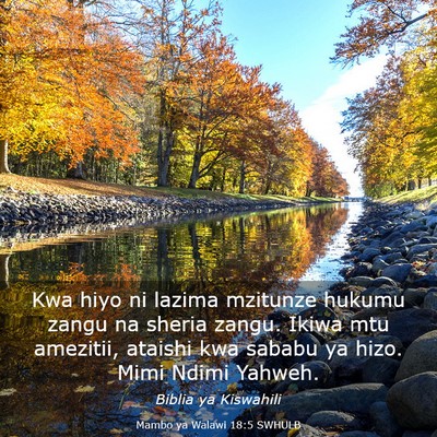 Picture 03 - Mambo ya Walawi 18:5 SWHULB - Kwa hiyo ni lazima mzitunze hukumu zangu na - Bible Verse Picture