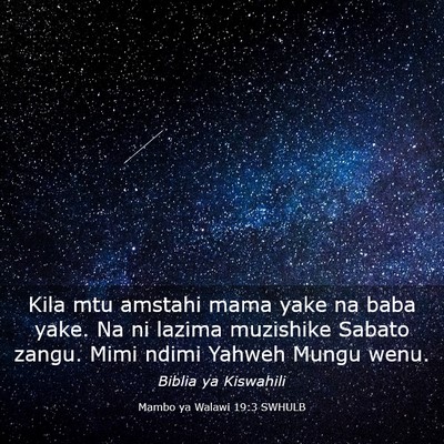 Picture 03 - Mambo ya Walawi 19:3 SWHULB - Kila mtu amstahi mama yake na baba yake. Na ni - Bible Verse Picture