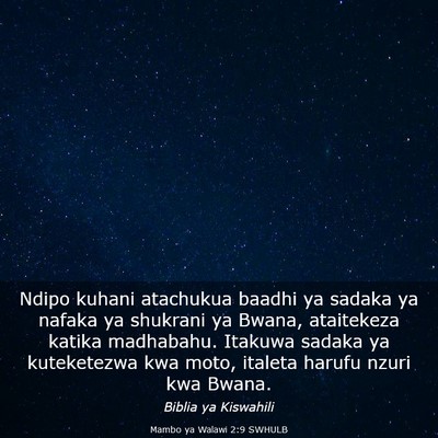 Picture 03 - Mambo ya Walawi 2:9 SWHULB - Ndipo kuhani atachukua baadhi ya sadaka ya nafaka - Bible Verse Picture