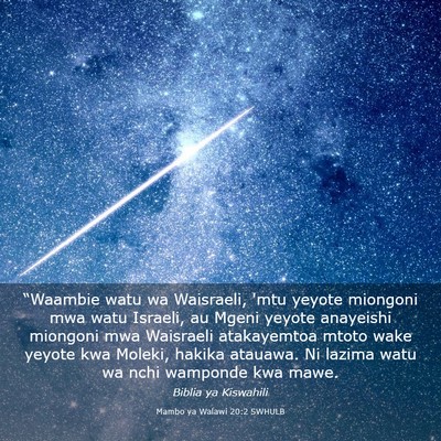 Picture 03 - Mambo ya Walawi 20:2 SWHULB - “Waambie watu wa Waisraeli, 'mtu yeyote - Bible Verse Picture
