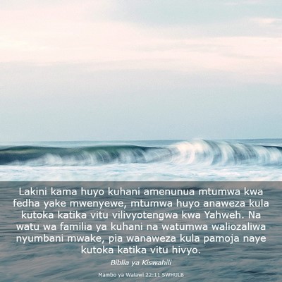 Picture 03 - Mambo ya Walawi 22:11 SWHULB - Lakini kama huyo kuhani amenunua mtumwa kwa fedha - Bible Verse Picture