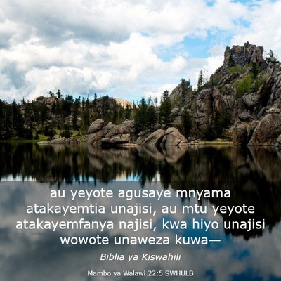Picture 03 - Mambo ya Walawi 22:5 SWHULB - au yeyote agusaye mnyama atakayemtia unajisi, au - Bible Verse Picture