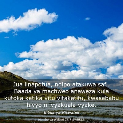 Picture 03 - Mambo ya Walawi 22:7 SWHULB - Jua linapotua, ndipo atakuwa safi. Baada ya - Bible Verse Picture