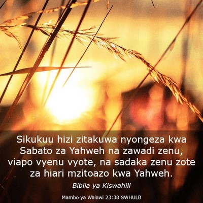 Picture 03 - Mambo ya Walawi 23:38 SWHULB - Sikukuu hizi zitakuwa nyongeza kwa Sabato za - Bible Verse Picture
