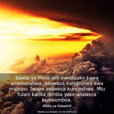 Picture 03 - Mambo ya Walawi 25:48 SWHULB - baada ya Mwisraeli mwenzako kuwa amenunuliwa. - Bible Verse Picture