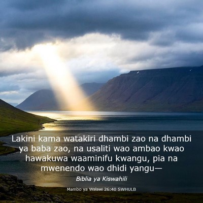 Picture 03 - Mambo ya Walawi 26:40 SWHULB - Lakini kama watakiri dhambi zao na dhambi ya baba - Bible Verse Picture