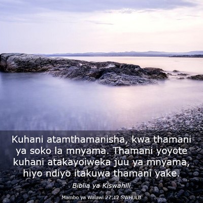 Picture 03 - Mambo ya Walawi 27:12 SWHULB - Kuhani atamthamanisha, kwa thamani ya soko la - Bible Verse Picture