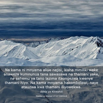 Picture 03 - Mambo ya Walawi 27:27 SWHULB - Na kama ni mnyama aliye najisi, kisha mmiliki - Bible Verse Picture