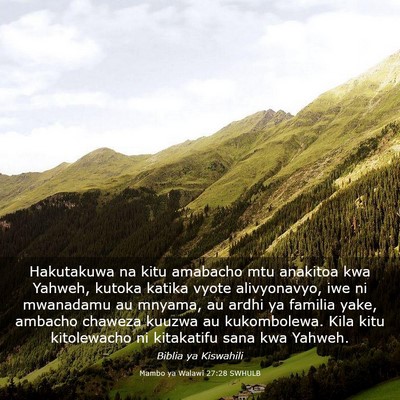 Picture 03 - Mambo ya Walawi 27:28 SWHULB - Hakutakuwa na kitu amabacho mtu anakitoa kwa - Bible Verse Picture