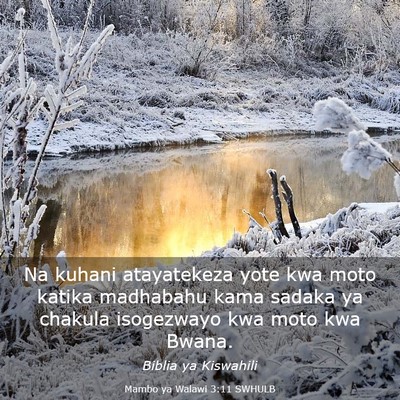 Picture 03 - Mambo ya Walawi 3:11 SWHULB - Na kuhani atayatekeza yote kwa moto katika - Bible Verse Picture