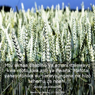 Picture 03 - Mambo ya Walawi 3:3 SWHULB - Mtu akitoa dhabihu ya amani itolewayo kwa moto - Bible Verse Picture