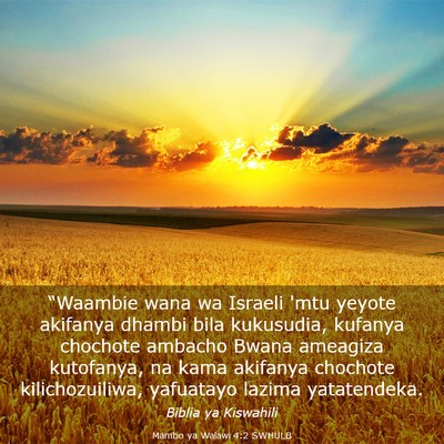 Picture 03 - Mambo ya Walawi 4:2 SWHULB - “Waambie wana wa Israeli 'mtu yeyote akifanya - Bible Verse Picture