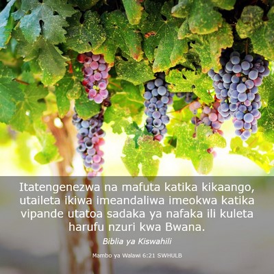 Picture 03 - Mambo ya Walawi 6:21 SWHULB - Itatengenezwa na mafuta katika kikaango, utaileta - Bible Verse Picture