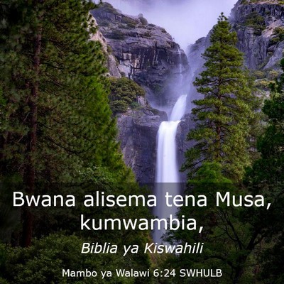 Picture 03 - Mambo ya Walawi 6:24 SWHULB - Bwana alisema tena Musa, - Bible Verse Picture