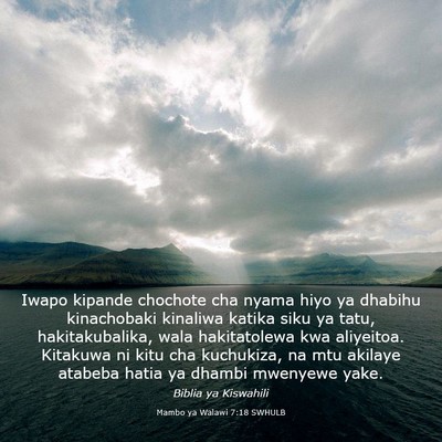 Picture 03 - Mambo ya Walawi 7:18 SWHULB - Iwapo kipande chochote cha nyama hiyo ya dhabihu - Bible Verse Picture