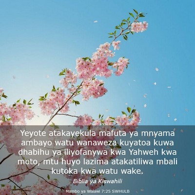 Picture 03 - Mambo ya Walawi 7:25 SWHULB - Yeyote atakayekula mafuta ya mnyama ambayo watu - Bible Verse Picture