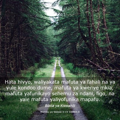Picture 03 - Mambo ya Walawi 9:19 SWHULB - Hata hivyo, waliyakata mafuta ya fahali na ya - Bible Verse Picture