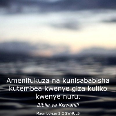 Picture 03 - Maombolezo 3:2 SWHULB - Amenifukuza na kunisababisha kutembea kwenye giza - Bible Verse Picture