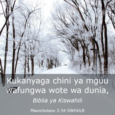 Picture 03 - Maombolezo 3:34 SWHULB - Kukanyaga chini ya mguu wafungwa wote wa - Bible Verse Picture