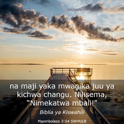 Picture 03 - Maombolezo 3:54 SWHULB - na maji yaka mwagika juu ya kichwa changu. - Bible Verse Picture