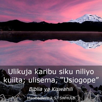 Picture 03 - Maombolezo 3:57 SWHULB - Ulikuja karibu siku niliyo kuiita; ulisema, - Bible Verse Picture