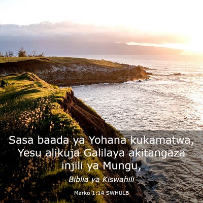 Picture 03 - Marko 1:14 SWHULB - Sasa baada ya Yohana kukamatwa, Yesu alikuja - Bible Verse Picture
