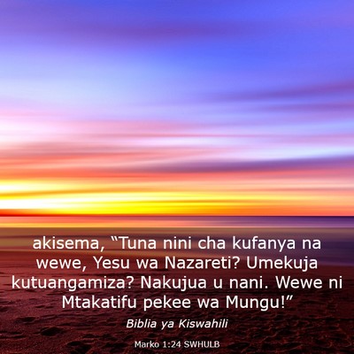 Picture 03 - Marko 1:24 SWHULB - akisema, “Tuna nini cha kufanya na wewe, Yesu - Bible Verse Picture