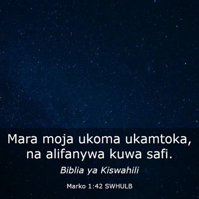 Picture 03 - Marko 1:42 SWHULB - Mara moja ukoma ukamtoka, na alifanywa kuwa - Bible Verse Picture
