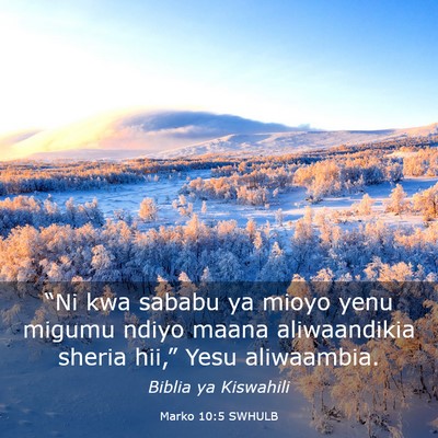 Picture 03 - Marko 10:5 SWHULB - “Ni kwa sababu ya mioyo yenu migumu ndiyo maana - Bible Verse Picture