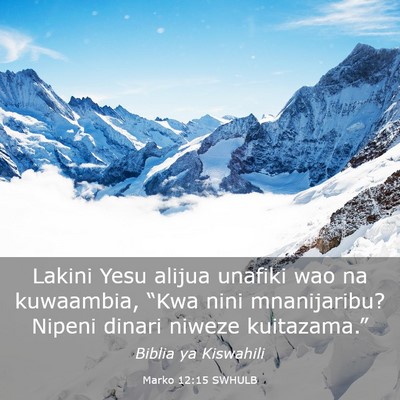Picture 03 - Marko 12:15 SWHULB - Lakini Yesu alijua unafiki wao na kuwaambia, - Bible Verse Picture