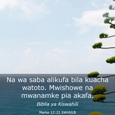 Picture 03 - Marko 12:22 SWHULB - Na wa saba alikufa bila kuacha watoto. Mwishowe - Bible Verse Picture
