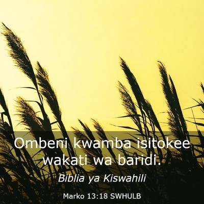 Picture 03 - Marko 13:18 SWHULB - Ombeni kwamba isitokee wakati wa - Bible Verse Picture
