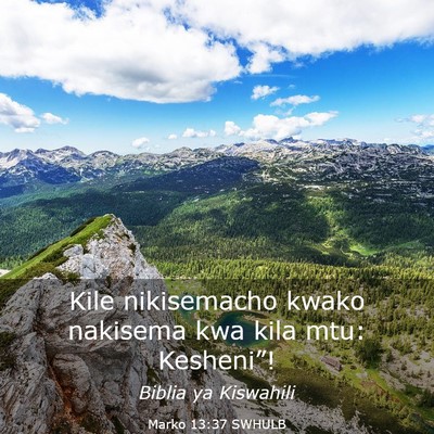 Picture 03 - Marko 13:37 SWHULB - Kile nikisemacho kwako nakisema kwa kila mtu: - Bible Verse Picture