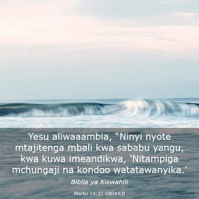 Picture 03 - Marko 14:27 SWHULB - Yesu aliwaaambia, “Ninyi nyote mtajitenga mbali - Bible Verse Picture