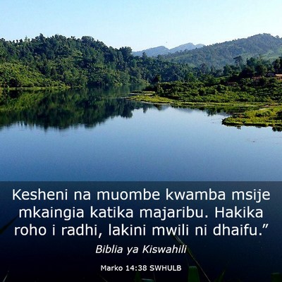 Picture 03 - Marko 14:38 SWHULB - Kesheni na muombe kwamba msije mkaingia katika - Bible Verse Picture