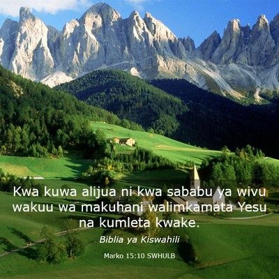 Picture 03 - Marko 15:10 SWHULB - Kwa kuwa alijua ni kwa sababu ya wivu wakuu wa - Bible Verse Picture