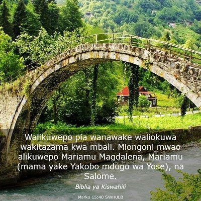 Picture 03 - Marko 15:40 SWHULB - Walikuwepo pia wanawake waliokuwa wakitazama kwa - Bible Verse Picture