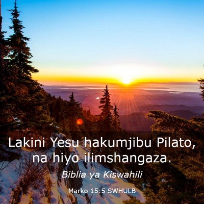 Picture 03 - Marko 15:5 SWHULB - Lakini Yesu hakumjibu Pilato, na hiyo - Bible Verse Picture