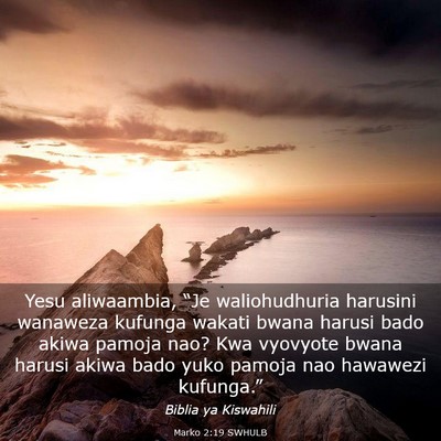 Picture 03 - Marko 2:19 SWHULB - Yesu aliwaambia, “Je waliohudhuria harusini - Bible Verse Picture