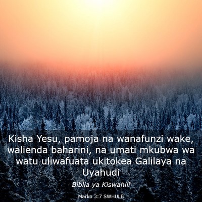 Picture 03 - Marko 3:7 SWHULB - Kisha Yesu, pamoja na wanafunzi wake, walienda - Bible Verse Picture