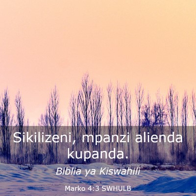 Picture 03 - Marko 4:3 SWHULB - Sikilizeni, mpanzi alienda - Bible Verse Picture