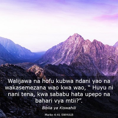 Picture 03 - Marko 4:41 SWHULB - Walijawa na hofu kubwa ndani yao na wakasemezana - Bible Verse Picture