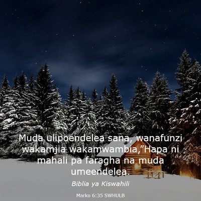 Picture 03 - Marko 6:35 SWHULB - Muda ulipoendelea sana, wanafunzi wakamjia - Bible Verse Picture