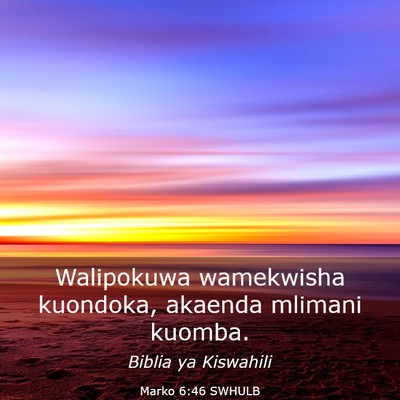 Picture 03 - Marko 6:46 SWHULB - Walipokuwa wamekwisha kuondoka, akaenda mlimani - Bible Verse Picture